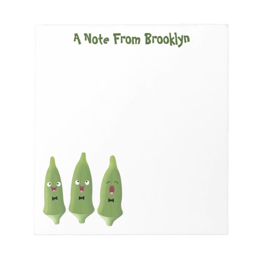 Cute singing okra Plant cartoon Notitieblok (Voorkant)