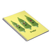 Cute singing okra Plant cartoon Notitieboek (Rechterzijde)