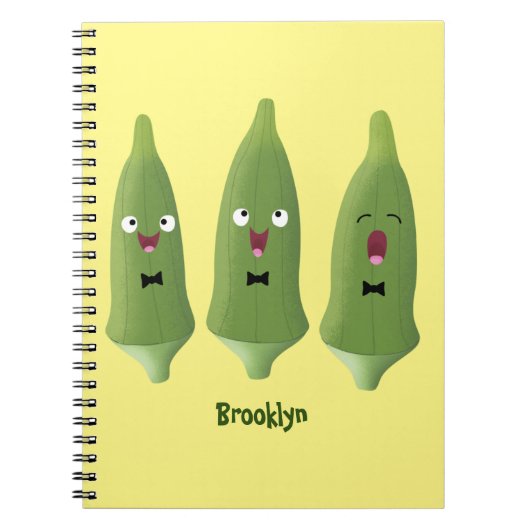 Cute singing okra Plant cartoon Notitieboek (Voorkant)