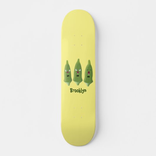 Cute singing okra Plant cartoon Persoonlijk Skateboard (Voorkant)