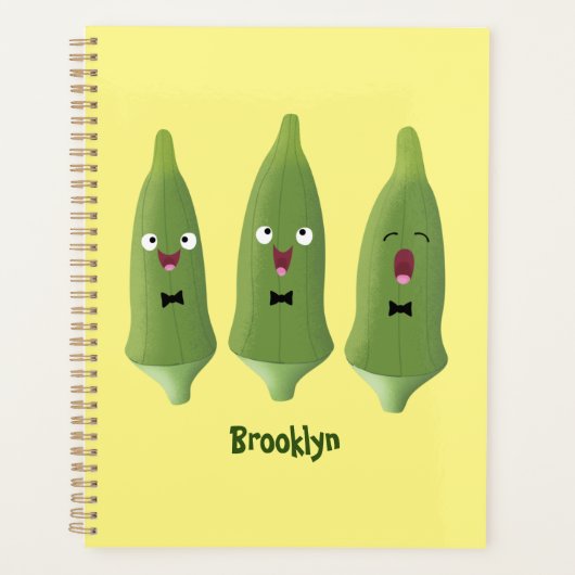 Cute singing okra Plant cartoon Planner (Voorkant)