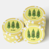 Cute singing okra Plant cartoon Poker Chips (Opstapeling)