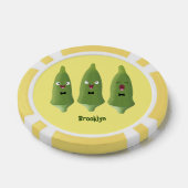 Cute singing okra Plant cartoon Poker Chips (Enkel)