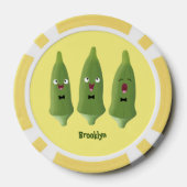 Cute singing okra Plant cartoon Poker Chips (Achterkant)