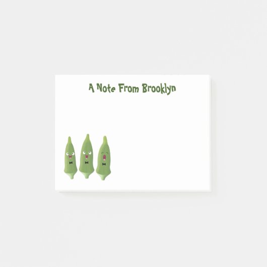 Cute singing okra Plant cartoon Post-it® Notes (Voorkant)
