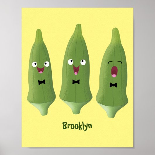 Cute singing okra Plant cartoon Poster (Voorkant)