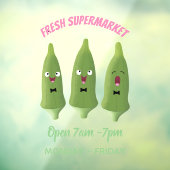 Cute singing okra Plant cartoon Raamsticker (Vel 3)