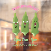 Cute singing okra Plant cartoon Raamsticker (Vel 2)