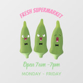 Cute singing okra Plant cartoon Raamsticker (Vel)