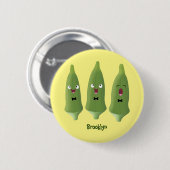 Cute singing okra Plant cartoon Ronde Button 5,7 Cm (Voorkant /achterkant)