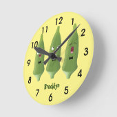 Cute singing okra Plant cartoon Ronde Klok (Hoek)