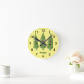 Cute singing okra Plant cartoon Ronde Klok (Huis)