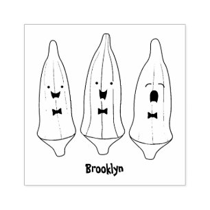 Cute singing okra Plant cartoon Rubberstempel