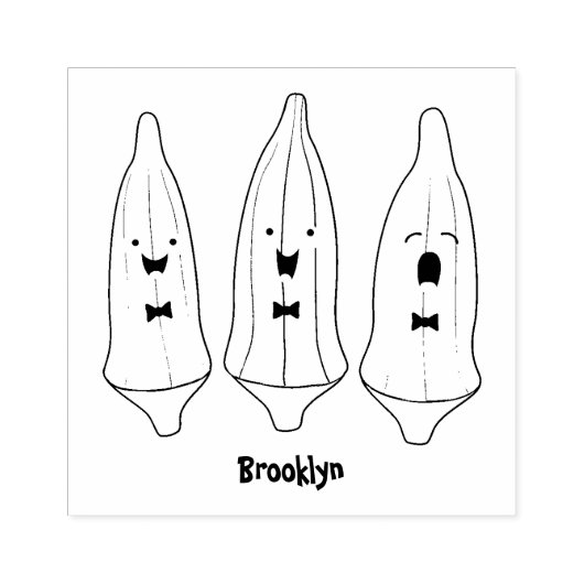 Cute singing okra Plant cartoon Rubberstempel (Afrduk)