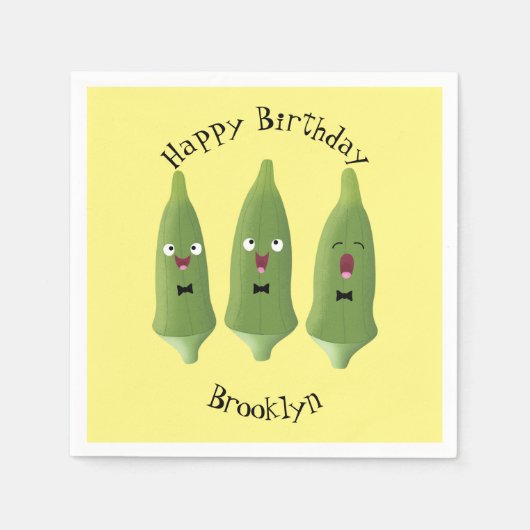 Cute singing okra Plant cartoon Servet (Voorkant)