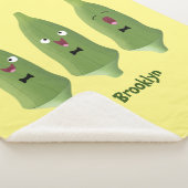 Cute singing okra Plant cartoon Sherpa Deken (3/4)