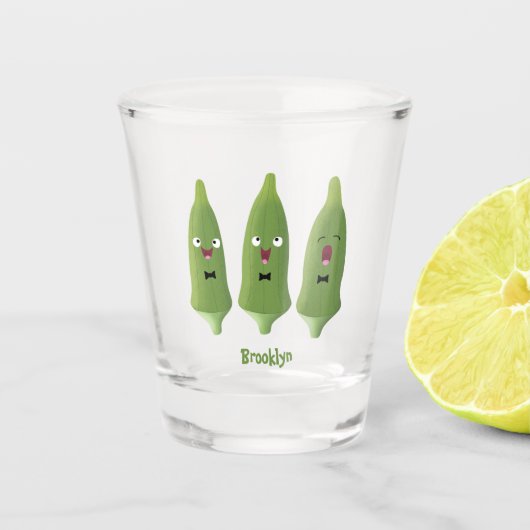 Cute singing okra Plant cartoon Shot Glas (Voorkant)