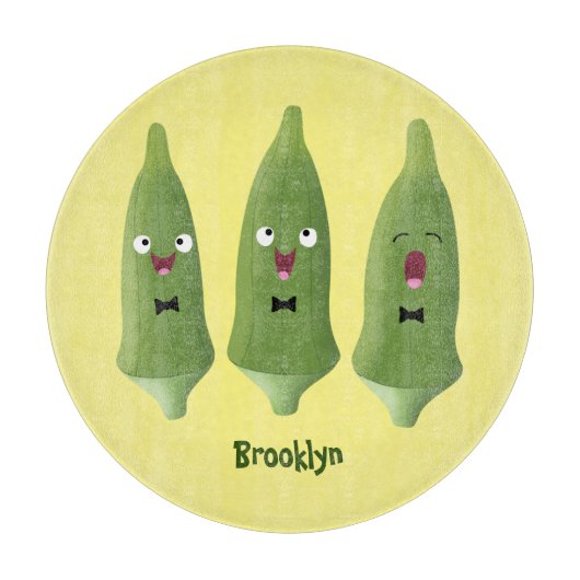 Cute singing okra Plant cartoon Snijplank (Voorkant)