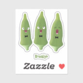 Cute singing okra Plant cartoon Sticker (Vel)