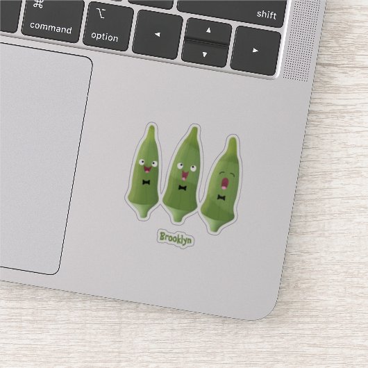 Cute singing okra Plant cartoon Sticker (Detail)