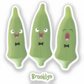 Cute singing okra Plant cartoon Sticker (Voorkant)