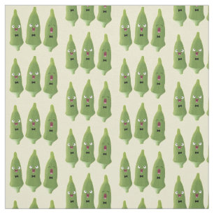Cute singing okra Plant cartoon Stof