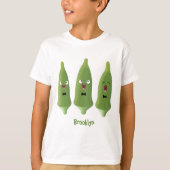 Cute singing okra Plant cartoon T-shirt (Voorkant)