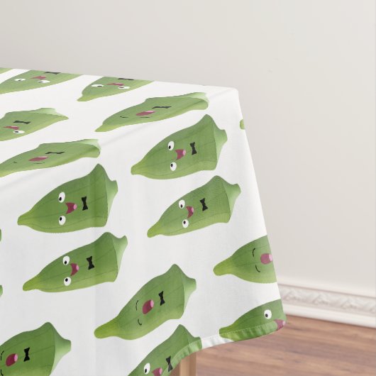 Cute singing okra Plant cartoon Tafelkleed (Voorbeeld)