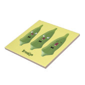 Cute singing okra Plant cartoon Tegeltje (Zijkant)