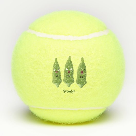 Cute singing okra Plant cartoon Tennisballen (Achterkant)