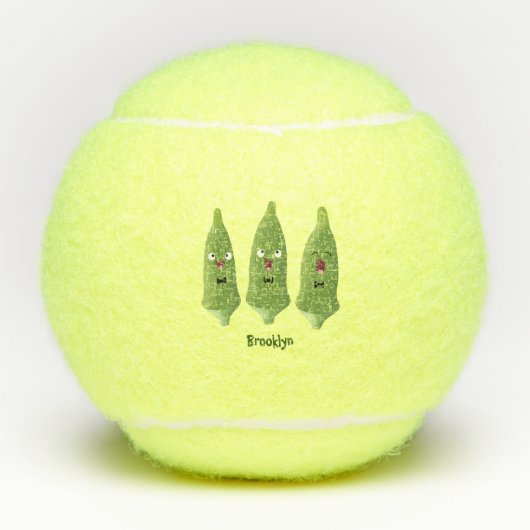 Cute singing okra Plant cartoon Tennisballen (Voorkant)
