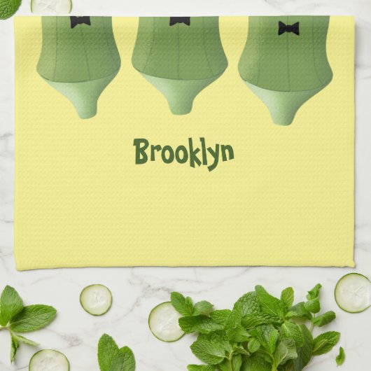 Cute singing okra Plant cartoon Theedoek (Gevouwen)