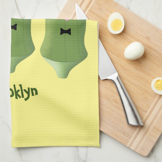 Cute singing okra Plant cartoon Theedoek (Quarter Fold)