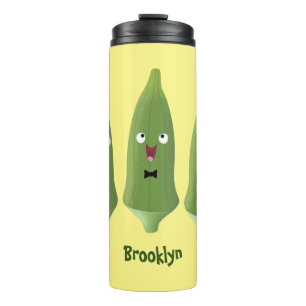 Cute singing okra Plant cartoon Thermosbeker