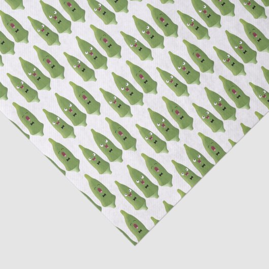 Cute singing okra Plant cartoon Tissuepapier (Detail)