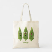 Cute singing okra Plant cartoon Tote Bag (Achterkant)