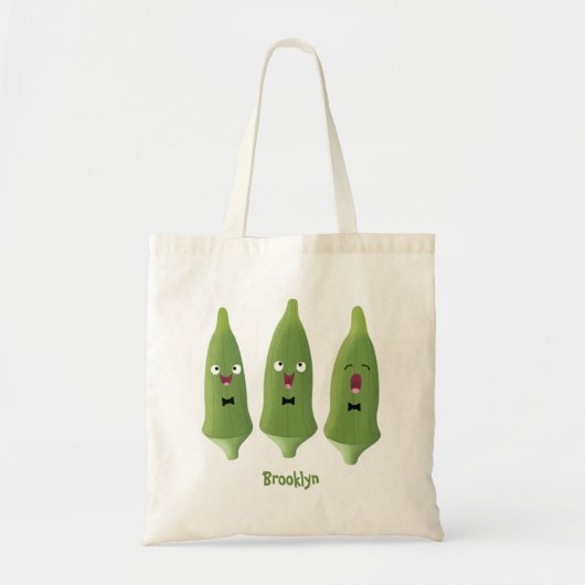 Cute singing okra Plant cartoon Tote Bag (Voorkant)