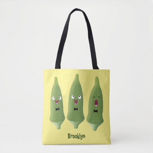 Cute singing okra Plant cartoon Tote Bag (Voorkant)