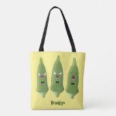 Cute singing okra Plant cartoon Tote Bag (Achterkant)