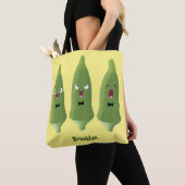 Cute singing okra Plant cartoon Tote Bag (Dichtbij)