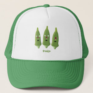 Cute singing okra Plant cartoon Trucker Pet
