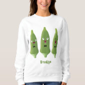 Cute singing okra Plant cartoon Trui (Voorkant)