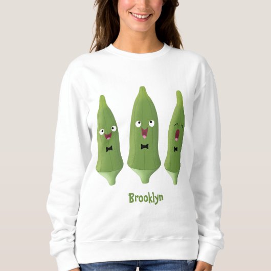 Cute singing okra Plant cartoon Trui (Voorkant)