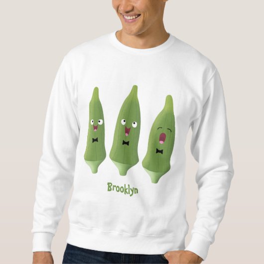 Cute singing okra Plant cartoon Trui (Voorkant)