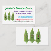 Cute singing okra Plant cartoon Visitekaartje (Voorkant / Achterkant)