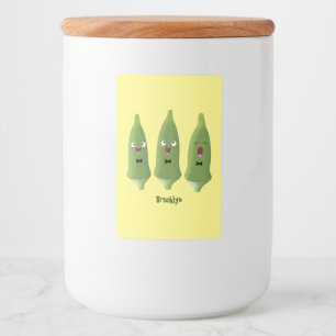 Cute singing okra Plant cartoon Voedselcontainer Etiket