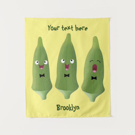 Cute singing okra Plant cartoon Wandkleed (Voorkant)