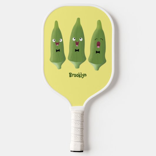 Cute-singing okra-plantaardige cartoon pickleball paddle (Achterkant)