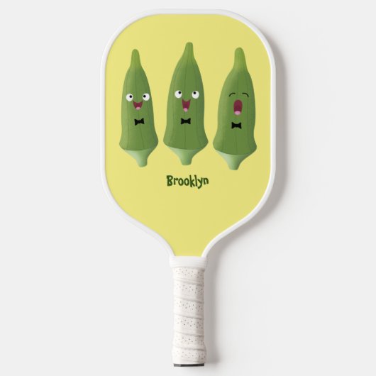 Cute-singing okra-plantaardige cartoon pickleball paddle (Voorkant)