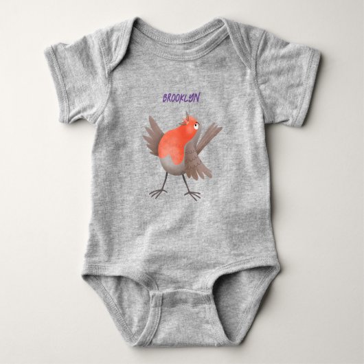 Cute singing robin cartoon baby bodysuit (Voorkant)